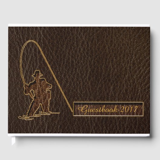 Leder-kijk op de visser Donker Gastenboek (Voorkant)