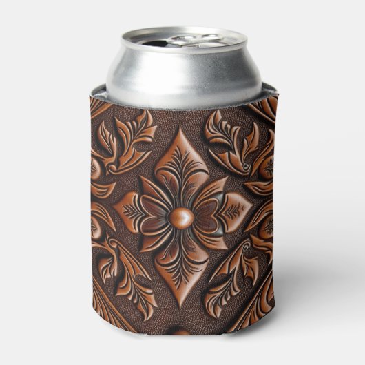 Leder met adercoating blikjeskoeler (Blikje Voorkant)