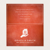 Leder-onroerend goed | Realtor Agent Visitekaartjes (Buitenkant ongevouwen)