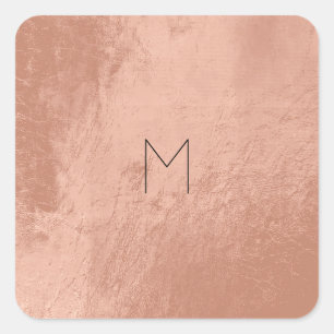 Leder Roos Gold Blush Metal Minimum Monogram Vierkante Sticker