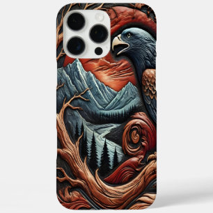 Leder uitziende Majestic Eagle kunstwerk iPhone 16 Pro Max Hoesje
