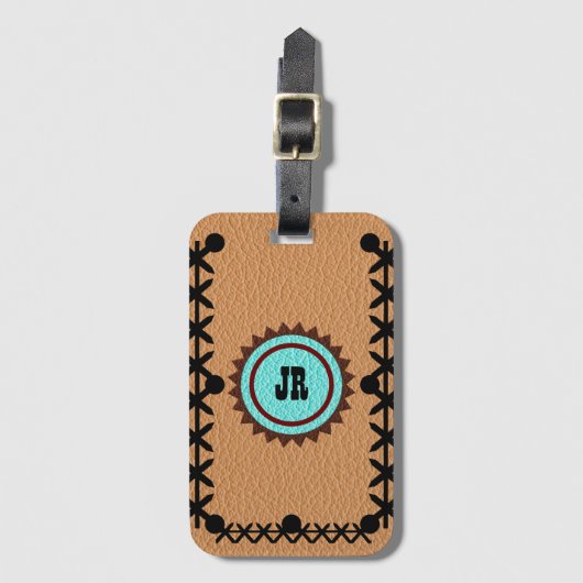 Leder van Zuidwestelijke Stijl Kijk Bagagelabel (Voorkant (verticaal))
