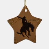Leder Western Wilde West Rustic Land Cowboy Keramisch Ornament (Rechts)