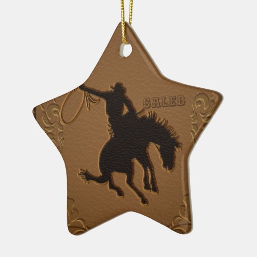 Leder Western Wilde West Rustic Land Cowboy Keramisch Ornament (Links)