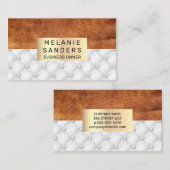 Leder | Witte upholster | Goud Visitekaartje (Voorkant / Achterkant)