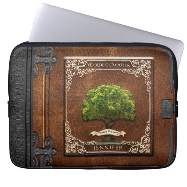  lederboek laptop sleeve (Voorkant)