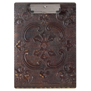 Lederboek van oude kernen klembord