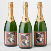 Lederen bloemen op Cream Suede Sparkling Wijnetiket (Flessen)