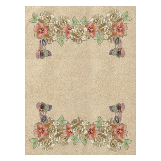 Lederen bloemen op Cream Suede Tafelkleed (Voorkant)