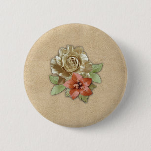 Lederen bloemen op Suede Ronde Button 5,7 Cm