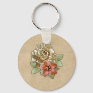 Lederen bloemen op Suede Sleutelhanger