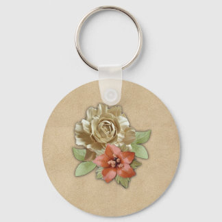 Lederen bloemen op Suede Sleutelhanger