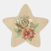Lederen bloemen op Suede Ster Sticker (Voorkant)