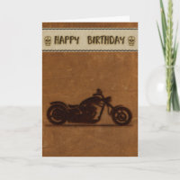 Lederen effect biker verjaardagskaart
