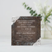 Lederen en kant bruiloft kaart (Staand voorkant)