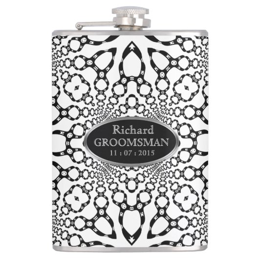 Lederen harnas geometrie personaliseren heup kolf heupfles (Voorkant)