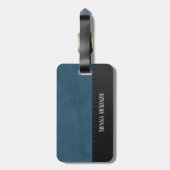 Lederen kijken textuur | Blauw Bagagelabel (Achterkant verticaal)