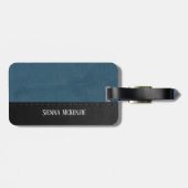 Lederen kijken textuur | Blauw Bagagelabel (Achterkant horizontaal)