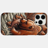 Lederen look Beer bij de rivier Case-Mate iPhone Case (Achterkant (horizontaal))