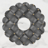 Lederen met glanzende structuur met gouden parels wijnglaslabel (Achterkant)