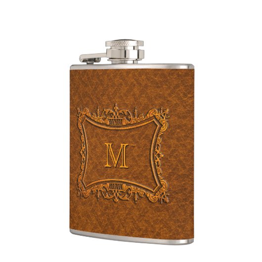 lederen monogram heupfles (Links)