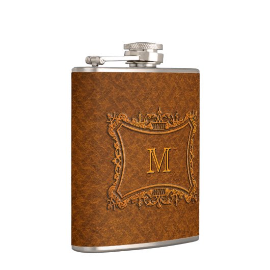 lederen monogram heupfles (Rechts)