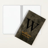 Lederen Monogram zwart goud script naam Notitieboek (Binnen)