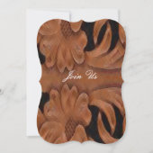 Lederen Print Land Westerne bruiloft Sjabloon Kaart (Voorkant)