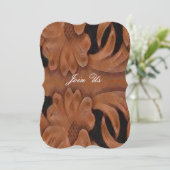 Lederen Print Land Westerne bruiloft Sjabloon Kaart (Staand voorkant)