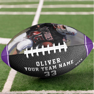 Lederen Print Paarse Speler Naam Nummer Team Foto American Football