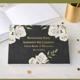 Lederen textuur Bloemen Pensioen Partij Gouden Fol Gastenboek