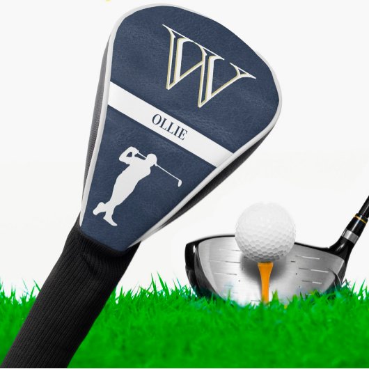 Lederen textuur gepersonaliseerde Initialen golfsc Golfheadcover
