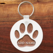Lederen textuur Hondenpoot Print Aangepaste naam Sleutelhanger (Voorkant)
