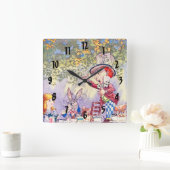 Lederen uit Alice: een Mad Tea Party Vierkante Klok (Huis)