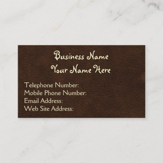 Lederen Westerne stijl 8 Visitekaartjes (Voorkant)