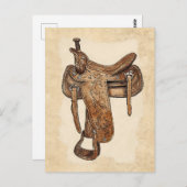 lederen zadelwandkunst briefkaart (Voorkant / Achterkant)