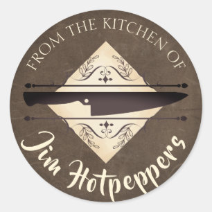 Lederenkoksmessen voor de faux uit de keuken van h ronde sticker