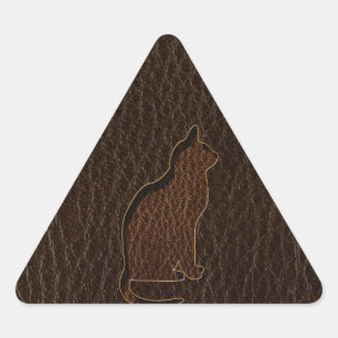 Lederkleurig kat donker driehoek sticker