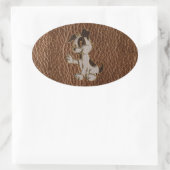 lederlook hond ovale sticker (Tas)