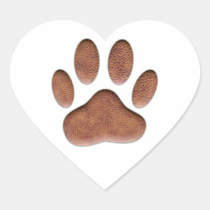 Ledertextiel Dog Paw Print Hart Sticker