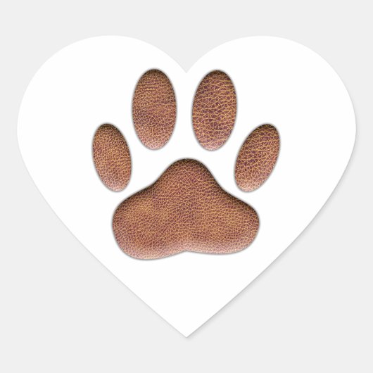 Ledertextiel Dog Paw Print Hart Sticker (Voorkant)
