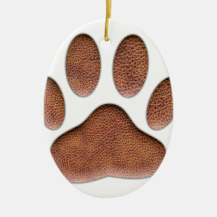 Ledertextiel Dog Paw Print Keramisch Ornament