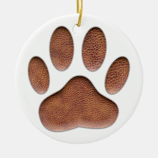 Ledertextiel Dog Paw Print Keramisch Ornament (Voorkant)