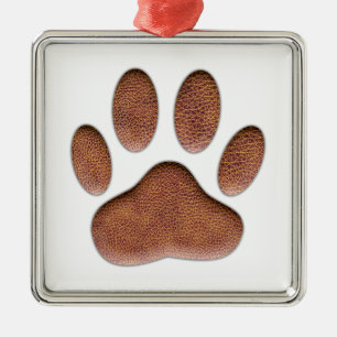 Ledertextiel Dog Paw Print Metalen Ornament