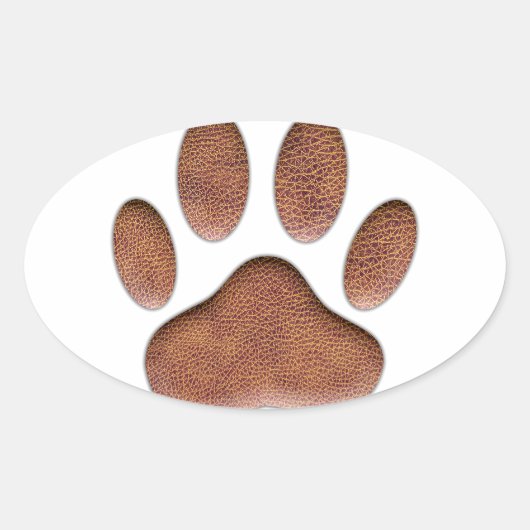 Ledertextiel Dog Paw Print Ovale Sticker (Voorkant)