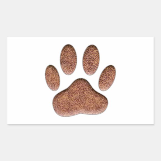 Ledertextiel Dog Paw Print Rechthoekige Sticker (Voorkant)