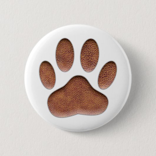 Ledertextiel Dog Paw Print Ronde Button 5,7 Cm (Voorkant)