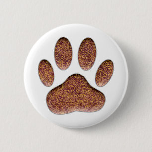 Ledertextiel Dog Paw Print Ronde Button 5,7 Cm
