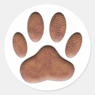 Ledertextiel Dog Paw Print Ronde Sticker