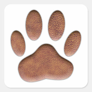 Ledertextiel Dog Paw Print Vierkante Sticker